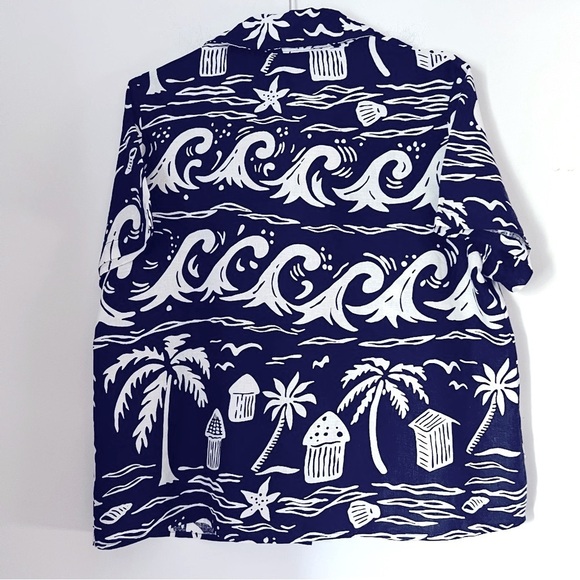 C&C California Hawaiian Novelty Beachy Print Linen Blend Button Down Shirt NEW - Picture 10 of 13